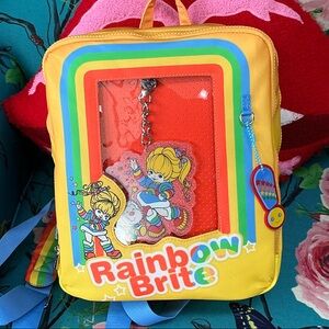 RAINBOW BRITE VINTAGE BOX PIN TRADING BACKPACK W/ ACRYLIC CHARM